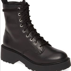Steve Madden NEW Combat Boots Black Leather Lace Up Goth Punk